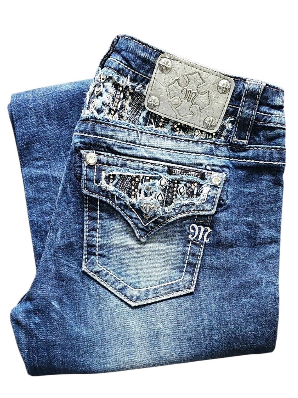 💥Miss Me Relaxed Boot Jeans. Women's Size: Waist 29x31 Inseam.
